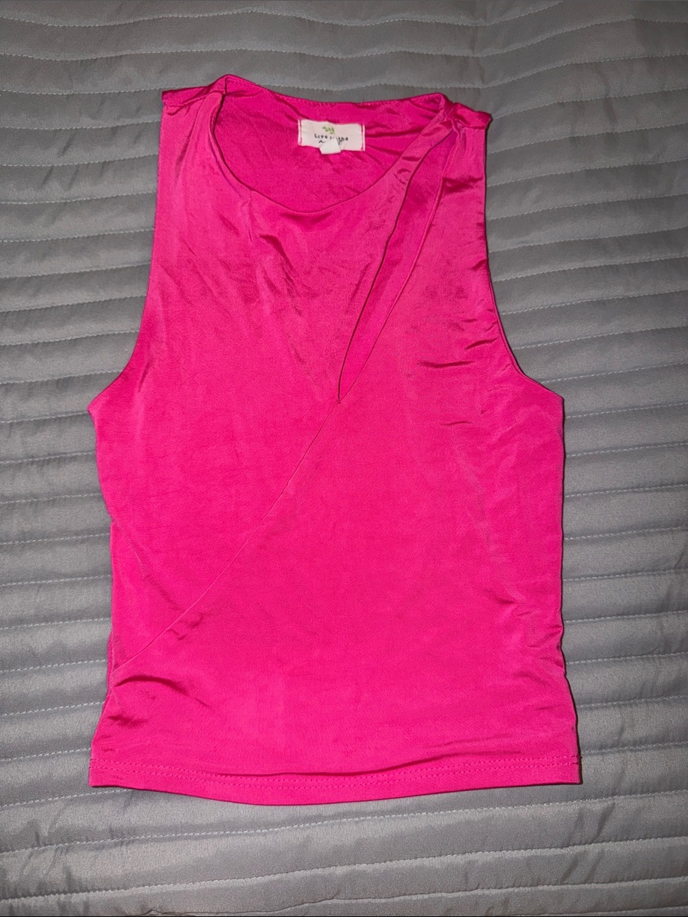 Love Tree Sleeveless Wrap-Front Tank in Hot Pink